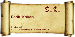 Deák Kabos névjegykártya